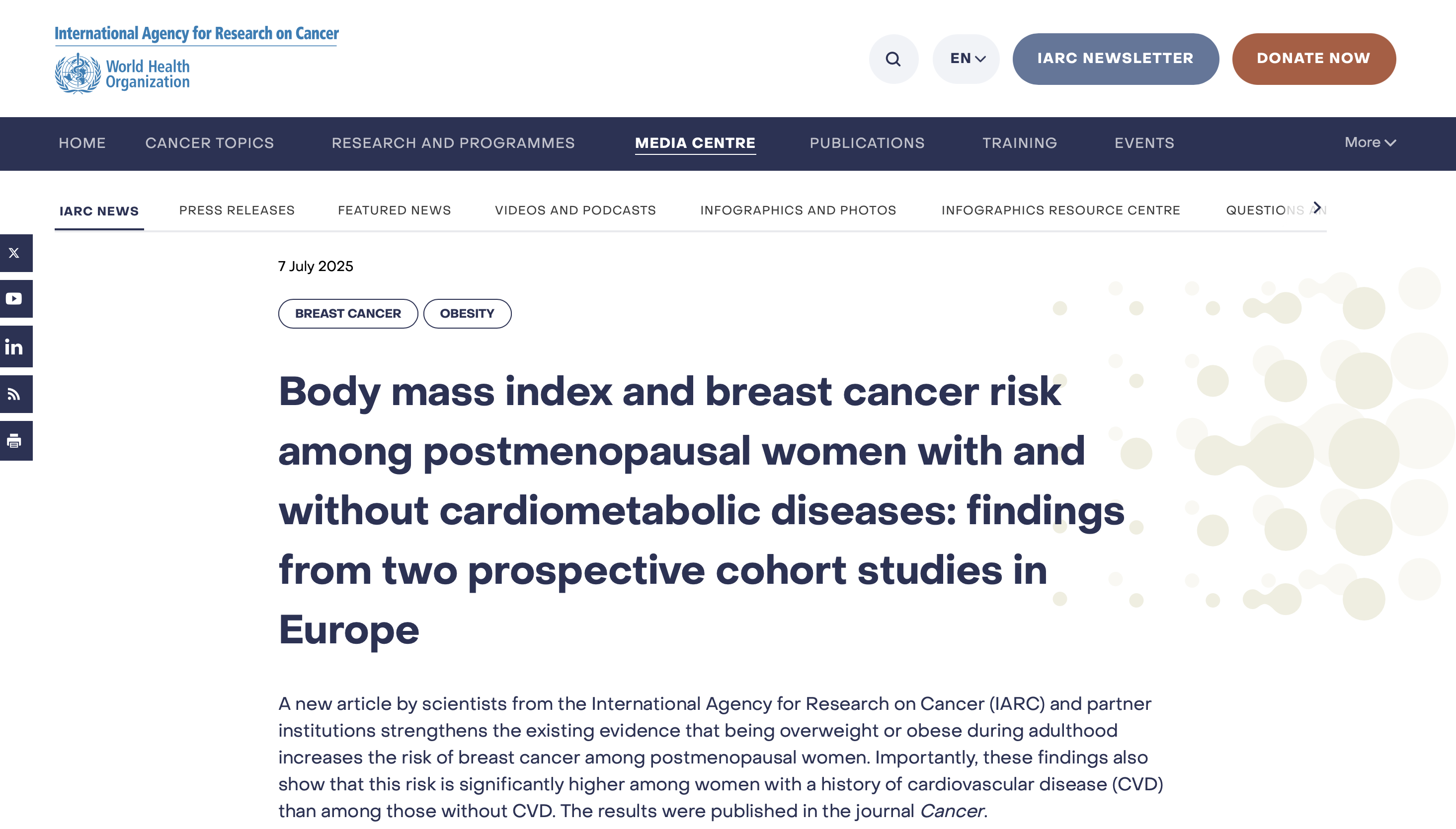 

<!-- THEME DEBUG -->
<!-- THEME HOOK: 'field' -->
<!-- FILE NAME SUGGESTIONS:
   ▪️ field--node--title--community-noticeboard.html.twig
   ✅ field--node--title.html.twig
   ▪️ field--node--community-noticeboard.html.twig
   ▪️ field--title.html.twig
   ▪️ field--string.html.twig
   ▪️ field.html.twig
-->
<!-- 💡 BEGIN CUSTOM TEMPLATE OUTPUT from 'themes/custom/whokap/templates/field/field--node--title.html.twig' -->
New research from IARC on Body mass index and breast cancer risk among postmenopausal women with and without cardiometabolic diseases
<!-- END CUSTOM TEMPLATE OUTPUT from 'themes/custom/whokap/templates/field/field--node--title.html.twig' -->

