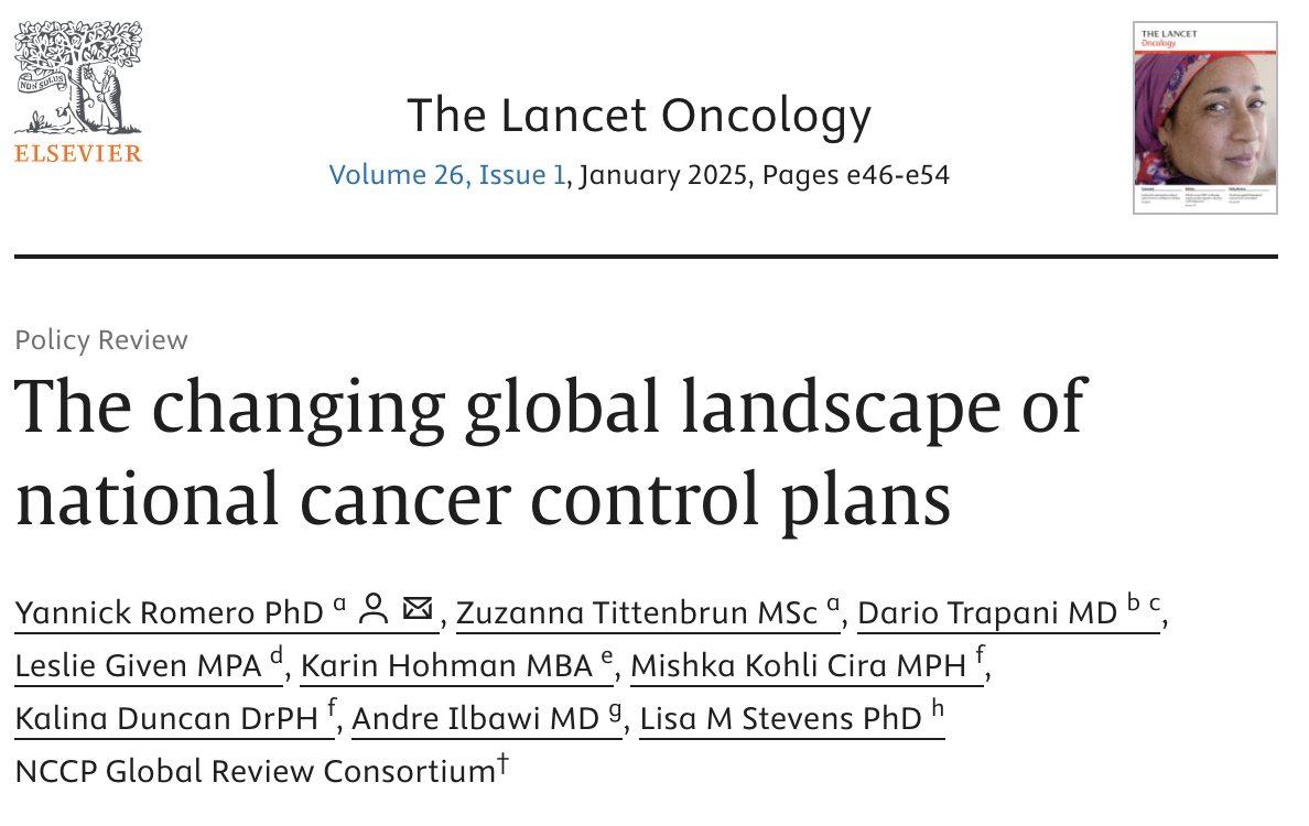 The changing global landscape of national cancer control plans