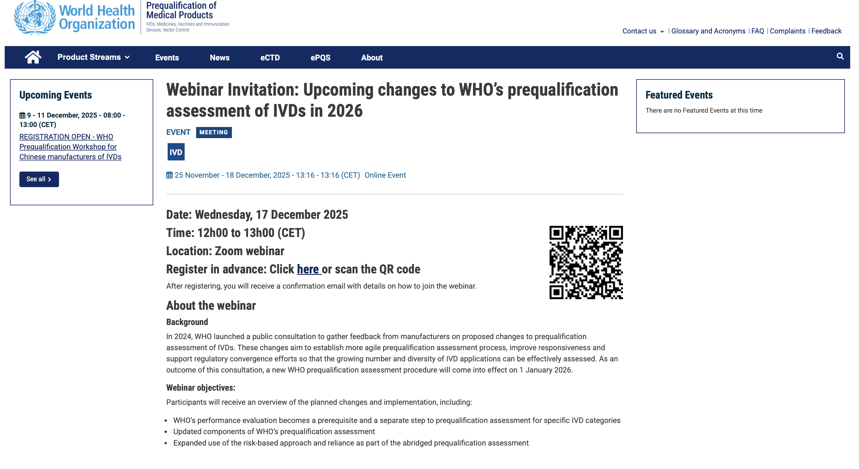 Webinar Invitation: Upcoming changes to WHO’s prequalification assessment of IVDs in 2026