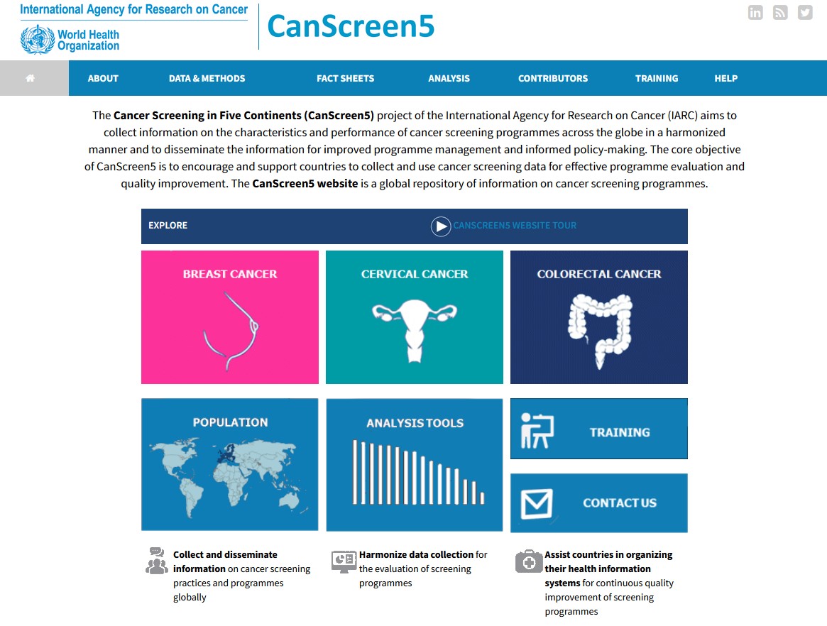 CanScreen5 data repository for breast, cervical, and colorectal cancer screening programmes 