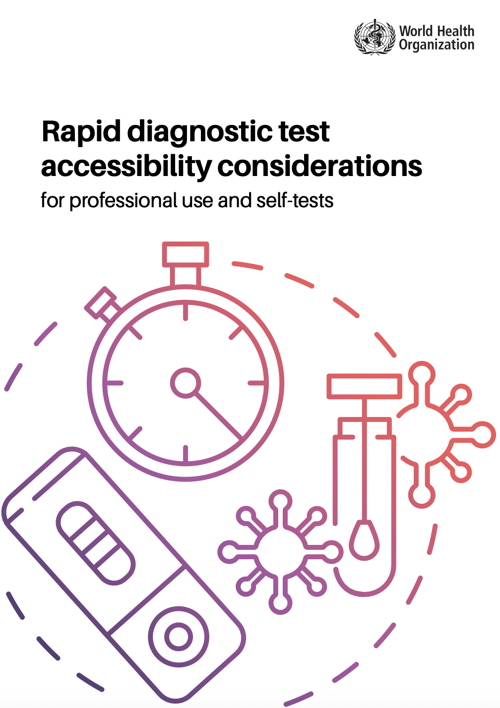Rapid diagnostic test accessibility considerations for professional use and self-tests