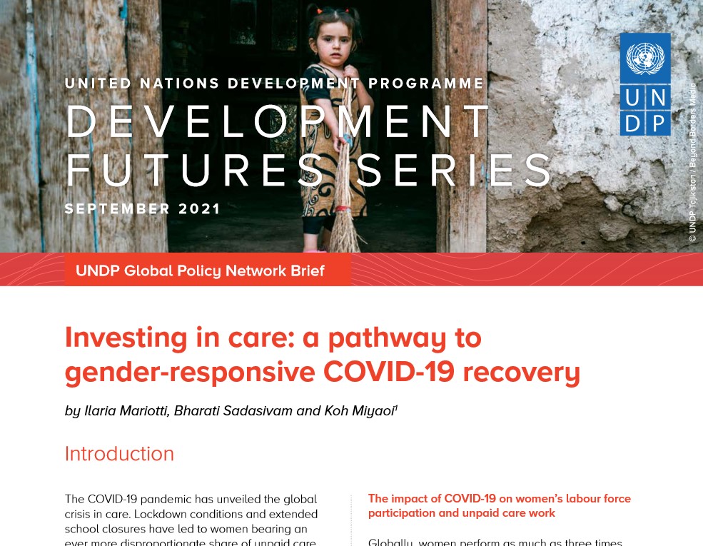 Investing in care: a pathway to gender-responsive COVID-19 recovery