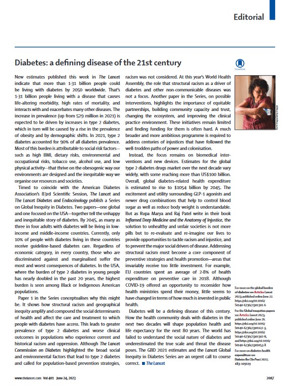 Lancet Editorial: Diabetes: a defining disease of the 21st century