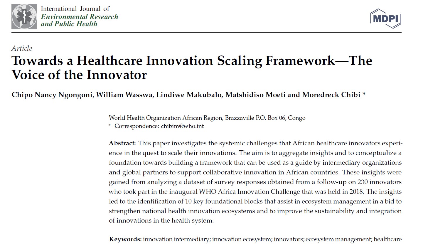 Towards a Healthcare Innovation Scaling Framework—The Voice of the Innovator