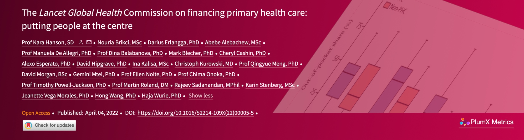 The Lancet Global Health Commission on financing primary health care: putting people at the centre