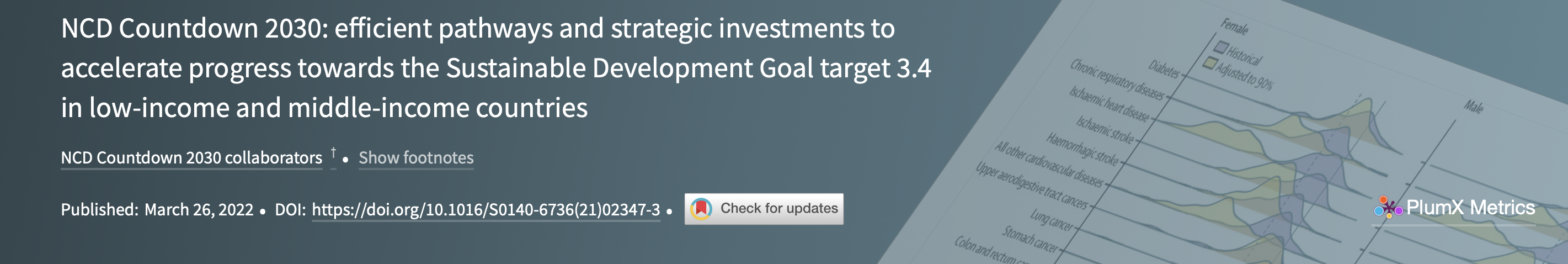 NCD Countdown 2030: efficient pathways and strategic investments to accelerate progress towards the Sustainable Development Goal target 3.4 in low-income and middle-income countries