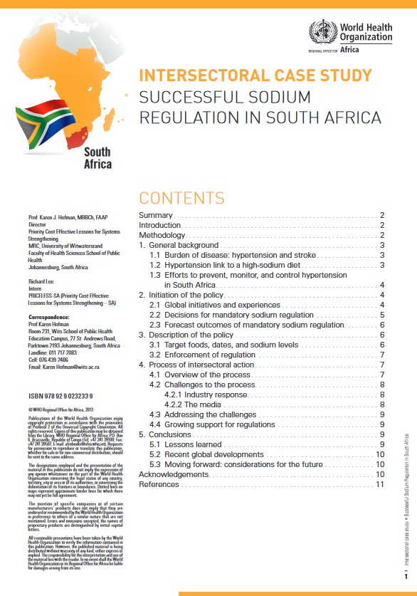 Intersectoral case study: Successful sodium regulation in South Africa